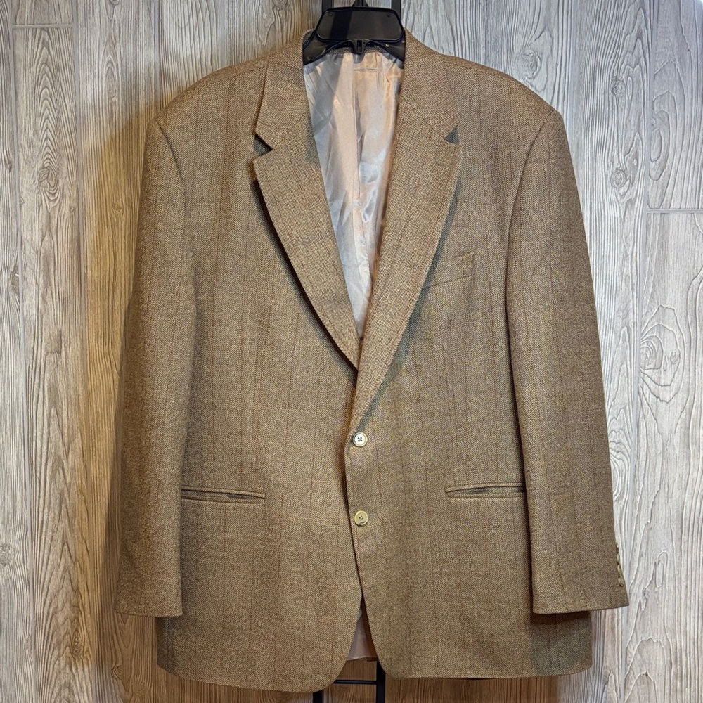 Lauren Ralph Lauren Men’s Classic Tan Wool Houndstooth Sports Coat - Size 50R